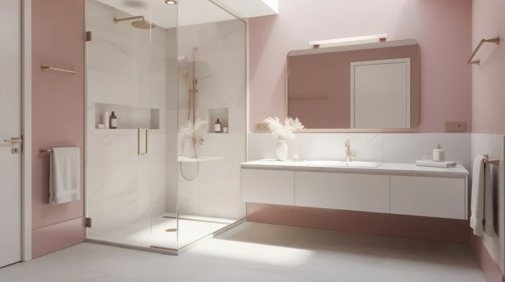 modèles salle de bain rose